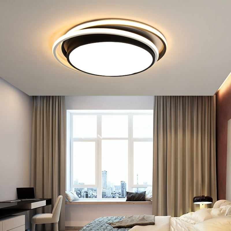 Apparecchio da soffitto in acrilico a 2 luci in stile moderno con montaggio a incasso a LED rotondo