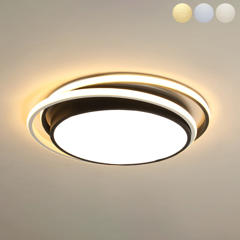 Apparecchio da soffitto in acrilico a 2 luci in stile moderno con montaggio a incasso a LED rotondo