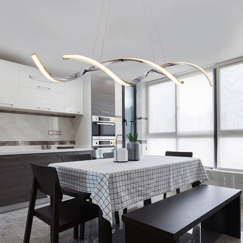 Moderne lineare Inselbeleuchtung Metalle 2 helle Insellichter in Silber