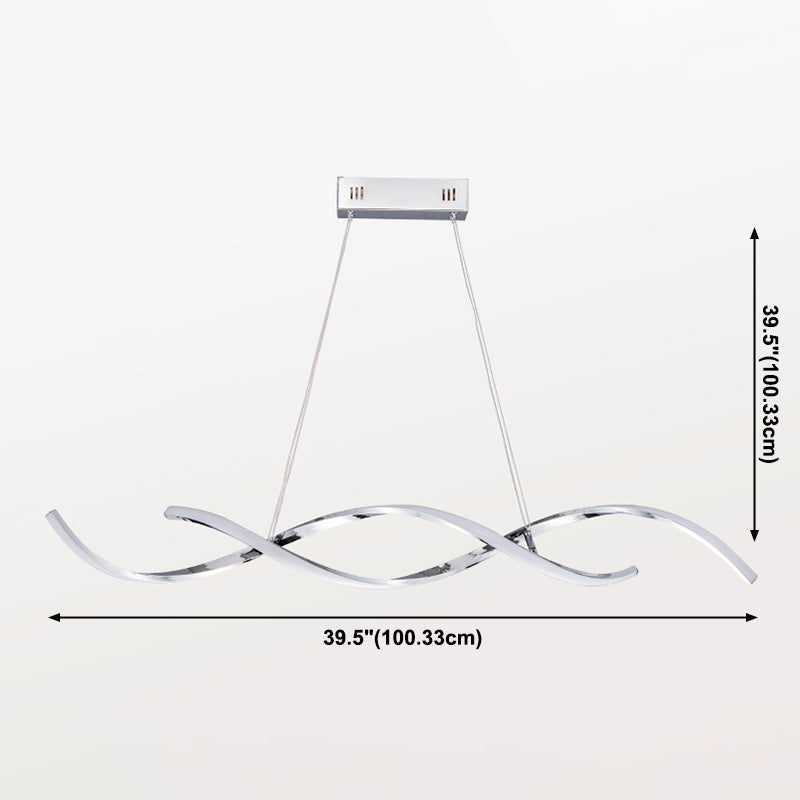 Moderne lineare Inselbeleuchtung Metalle 2 helle Insellichter in Silber