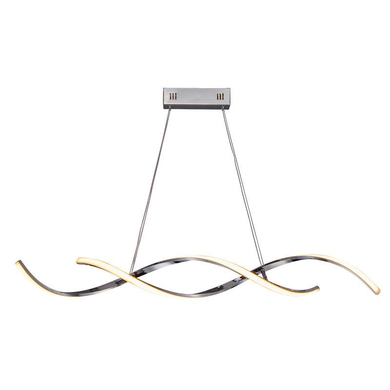 Moderne lineare Inselbeleuchtung Metalle 2 helle Insellichter in Silber