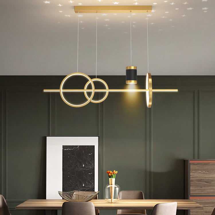 Idées d'éclairage d'île linéaire Pendentif îlot de cuisine en métal moderne