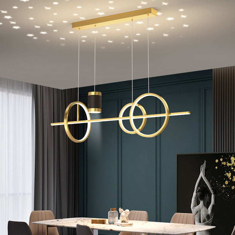 Idées d'éclairage d'île linéaire Pendentif îlot de cuisine en métal moderne