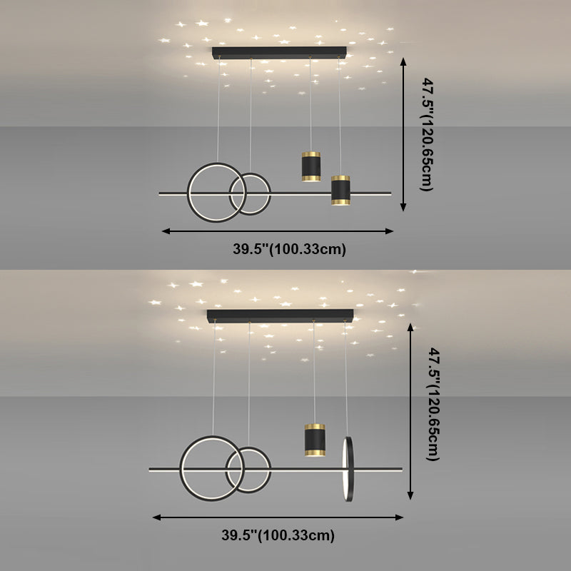 Idées d'éclairage d'île linéaire Pendentif îlot de cuisine en métal moderne