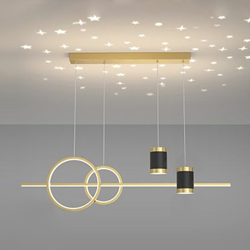 Idées d'éclairage d'île linéaire Pendentif îlot de cuisine en métal moderne