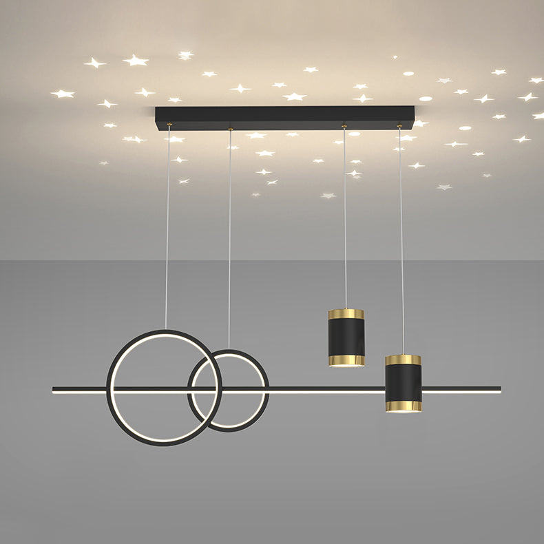 Idées d'éclairage d'île linéaire Pendentif îlot de cuisine en métal moderne