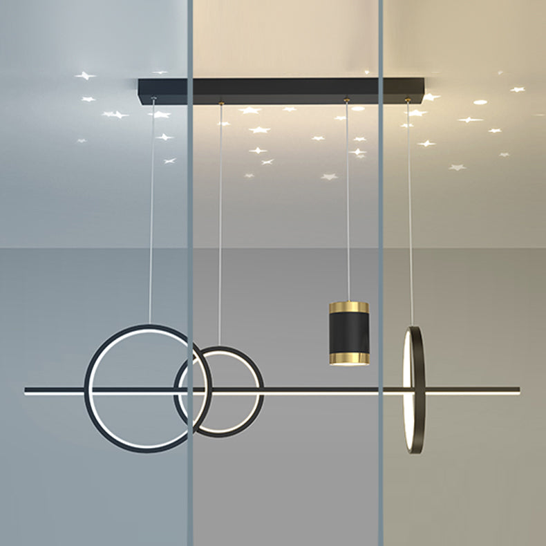 Idées d'éclairage d'île linéaire Pendentif îlot de cuisine en métal moderne