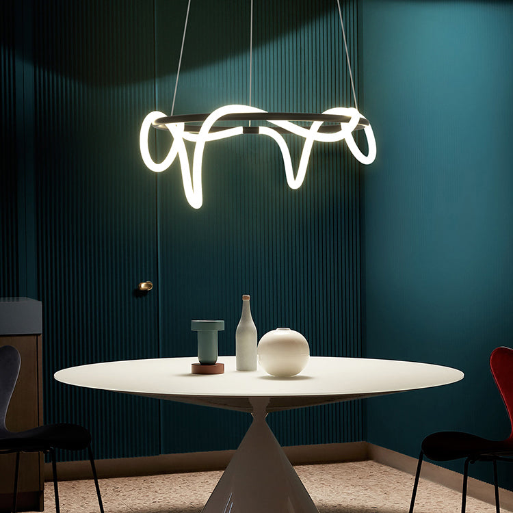 Linear Island Lighting Idea Modern Metal 1 Light Pendant Lighting for Dining Room