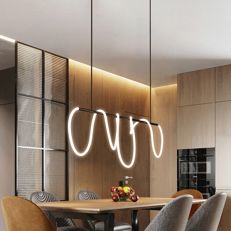 Linear Island Lighting Idea Modern Metal 1 Light Pendant Lighting for Dining Room