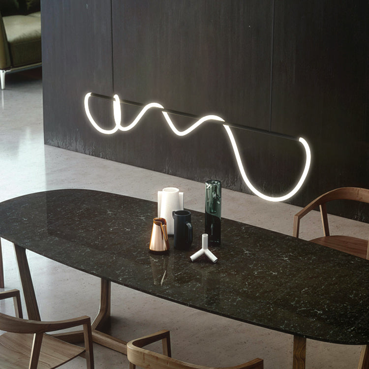 Linear Island Lighting Idea Modern Metal 1 Light Pendant Lighting for Dining Room
