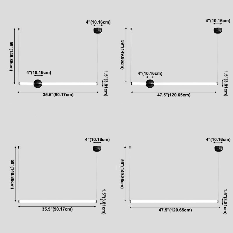 Linear LED Chandelier in Contemporary Simplicity Metal Pendant Light for Kitchen