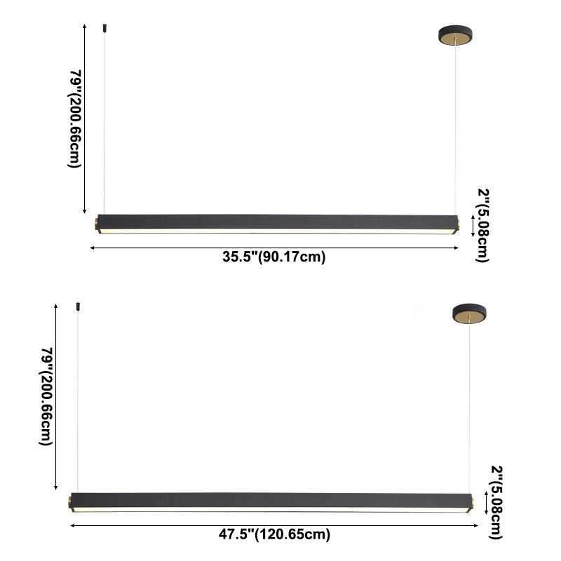 Lineare Inselbeleuchtung im modernen präzisen Stil Acryl -LED -Anhänger Licht