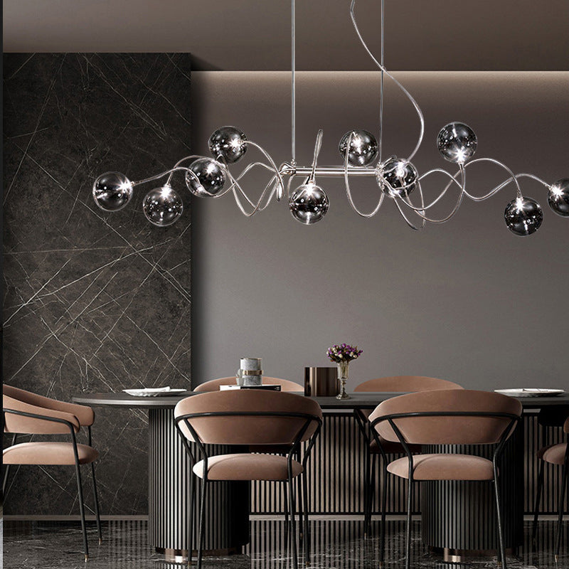 Globe Island Lights in Modern Style Glass 10-Light Island Pendant Lights in Grey