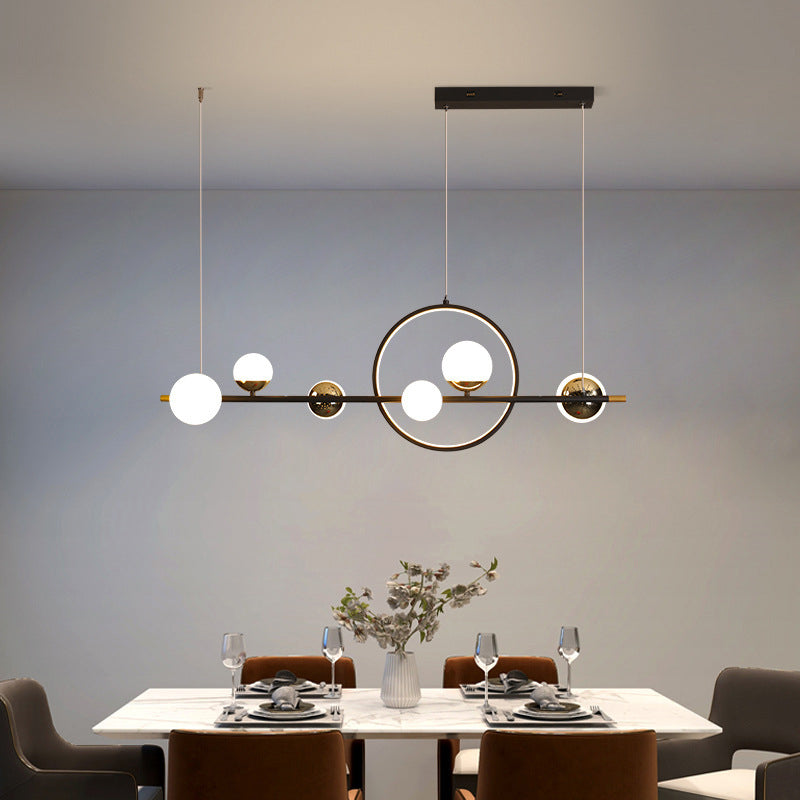 Globe Island Lighting in Modern Style Glass 7-Light Island Lights in Black