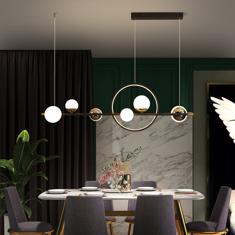 Globe Island Lighting in Modern Style Glass 7-Light Island Lights in Black
