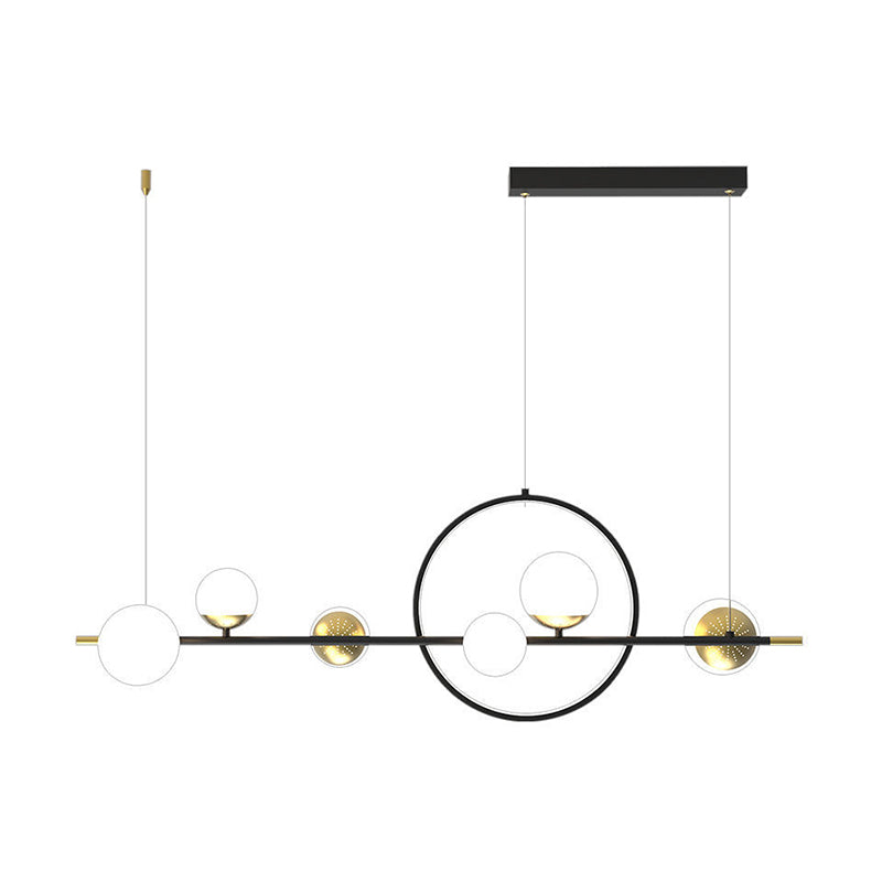 Globe Island Lighting in Modern Style Glass 7-Light Island Lights in Black