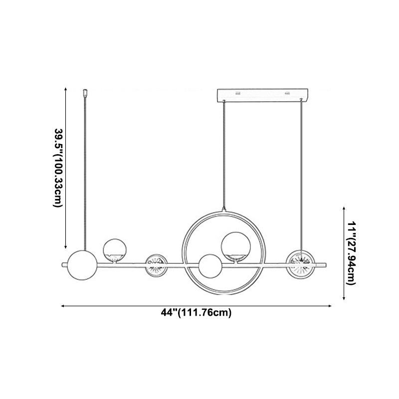 Éclairage de l'île Globe dans des lumières de l'île 7-Light de style moderne en noir