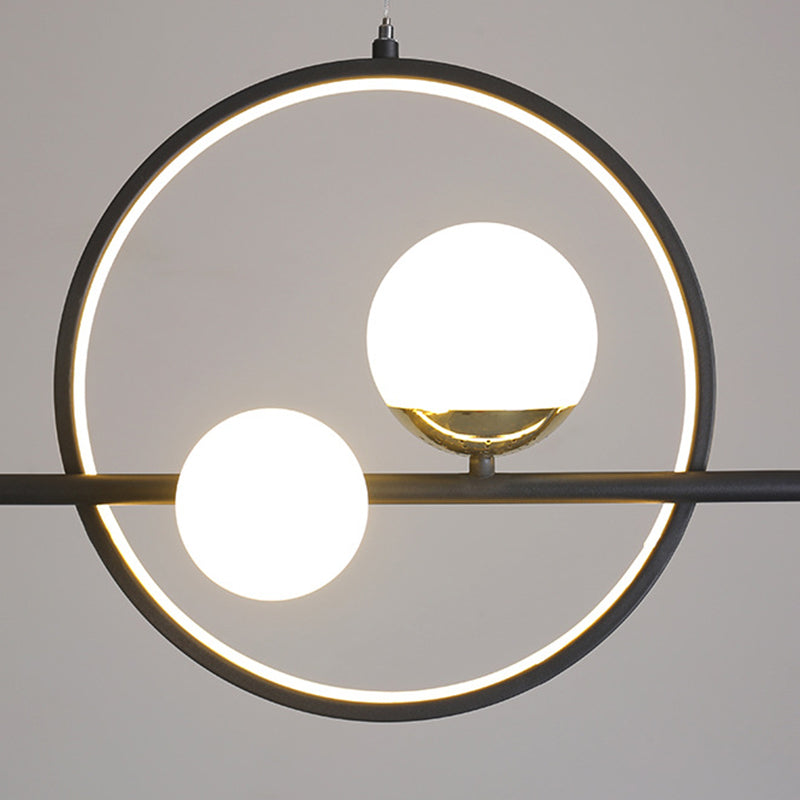 Globe Island Lighting in Modern Style Glass 7-Light Island Lights in Black