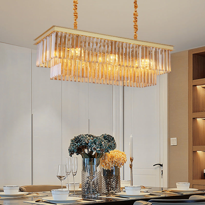 Lineare Inselbeleuchtung in modernen Luxusstil -Kristall -Innenpendelleuchten