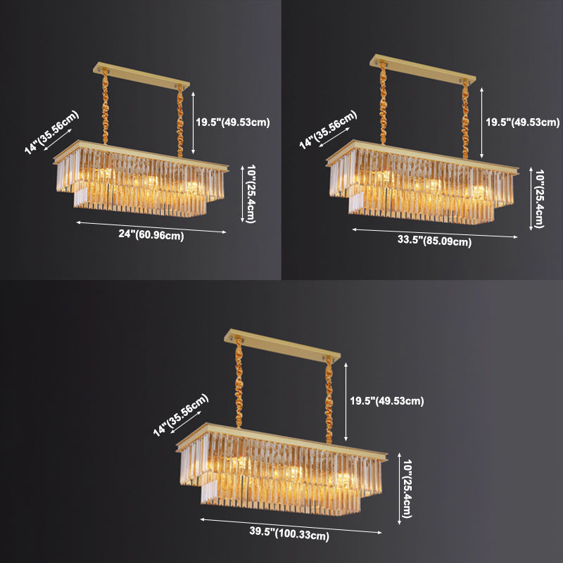 Linear Island Lighting in Modern Luxury Style Crystal Indoor Pendant Lights