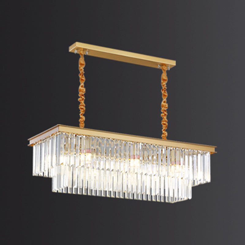 Linear Island Lighting in Modern Luxury Style Crystal Indoor Pendant Lights