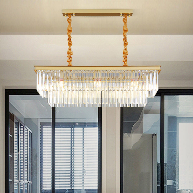 Lineare Inselbeleuchtung in modernen Luxusstil -Kristall -Innenpendelleuchten