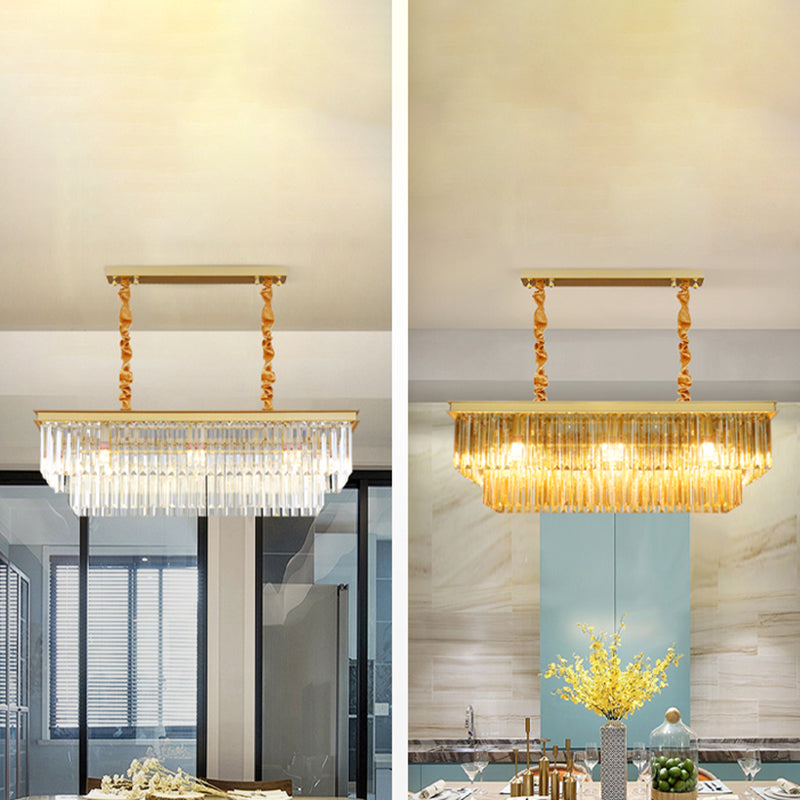 Linear Island Lighting in Modern Luxury Style Crystal Indoor Pendant Lights