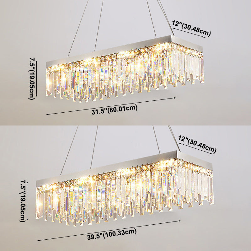 Rechteckinselbeleuchtung im modernen Luxusstil Crystal 1 Light Island Lights in Silber