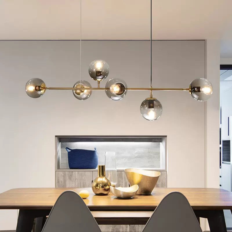 Globe Island Lighting in Modern Luxury Style Glass 6-Light Island Light