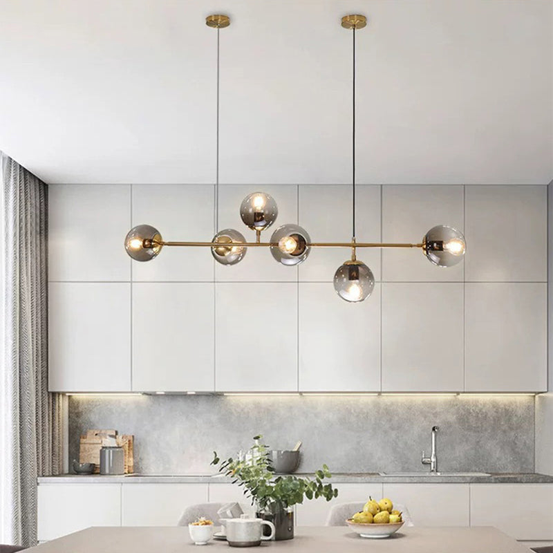 Globe Island Lighting in Modern Luxury Style Glass 6-Light Island Light