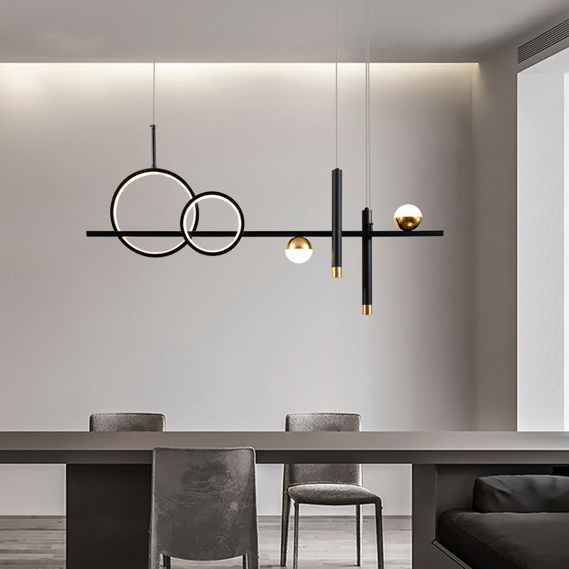 Linear LED Island Lighting in Contemporary Metal 6-Light Pendant Lights for Kitchen