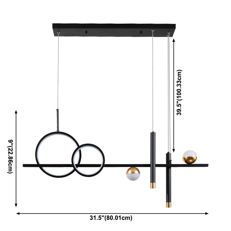 Linear LED Island Lighting in Contemporary Metal 6-Light Pendant Lights for Kitchen