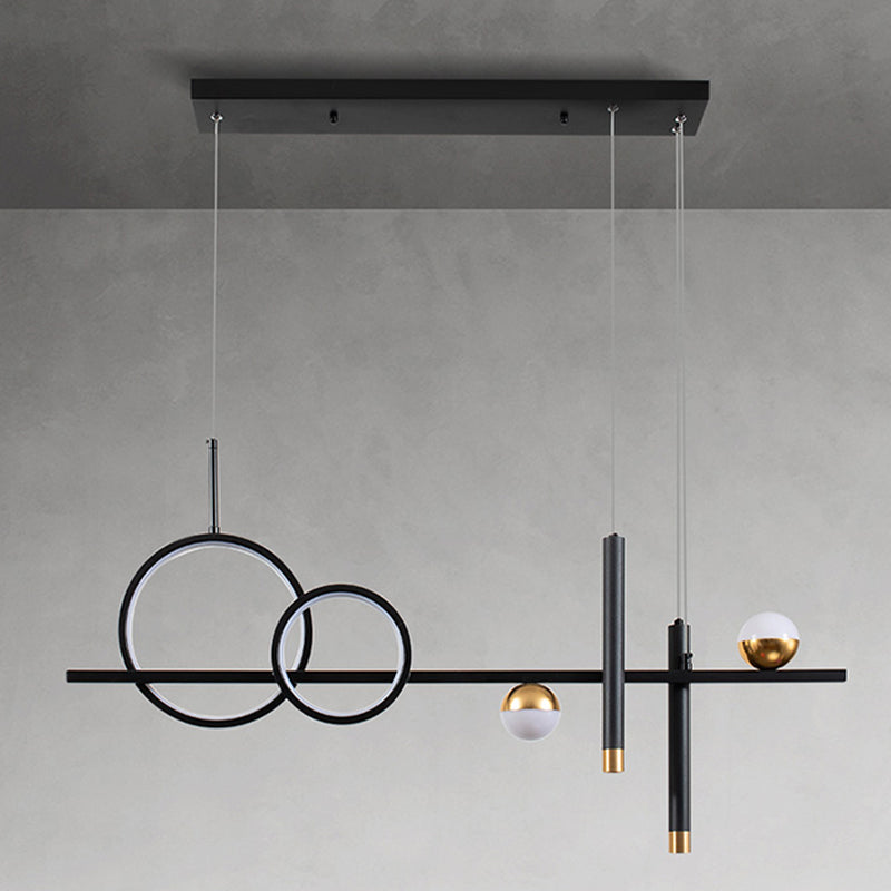 Linear LED Island Lighting in Contemporary Metal 6-Light Pendant Lights for Kitchen