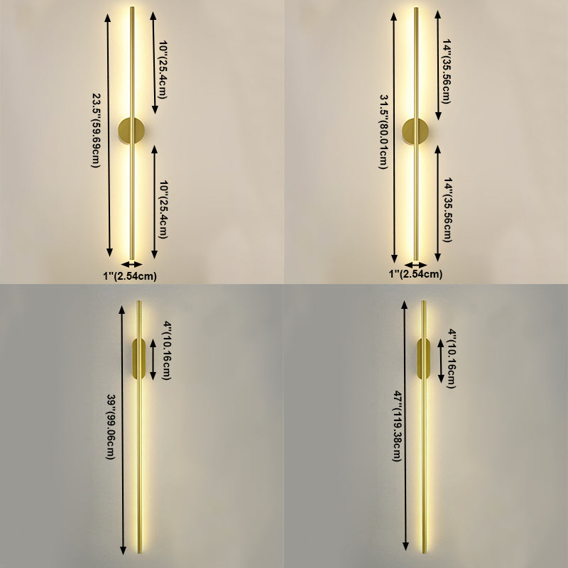 Moderner Stil linearer LED -Wandlampe Metall 1 Lichtwandbeleuchtung in Gold