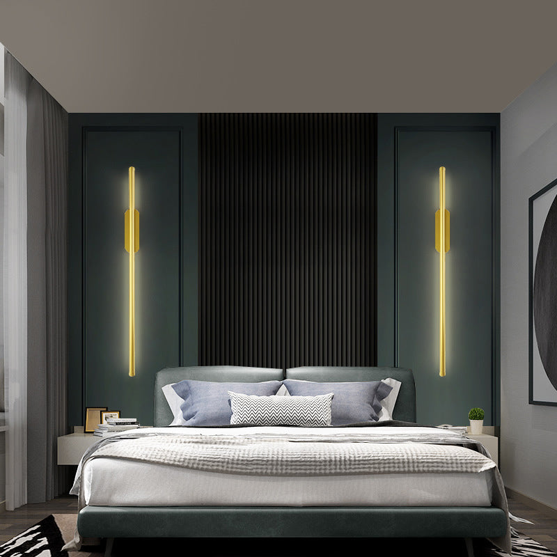 Moderner Stil linearer LED -Wandlampe Metall 1 Lichtwandbeleuchtung in Gold