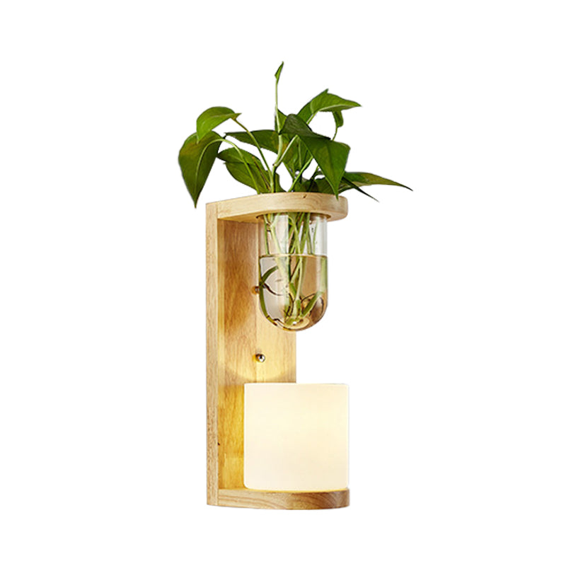 Barrel/Globe Opalglas nach oben/unten leichte 1 Licht Wohnzimmer LED LED -Wandhalterung in Holz