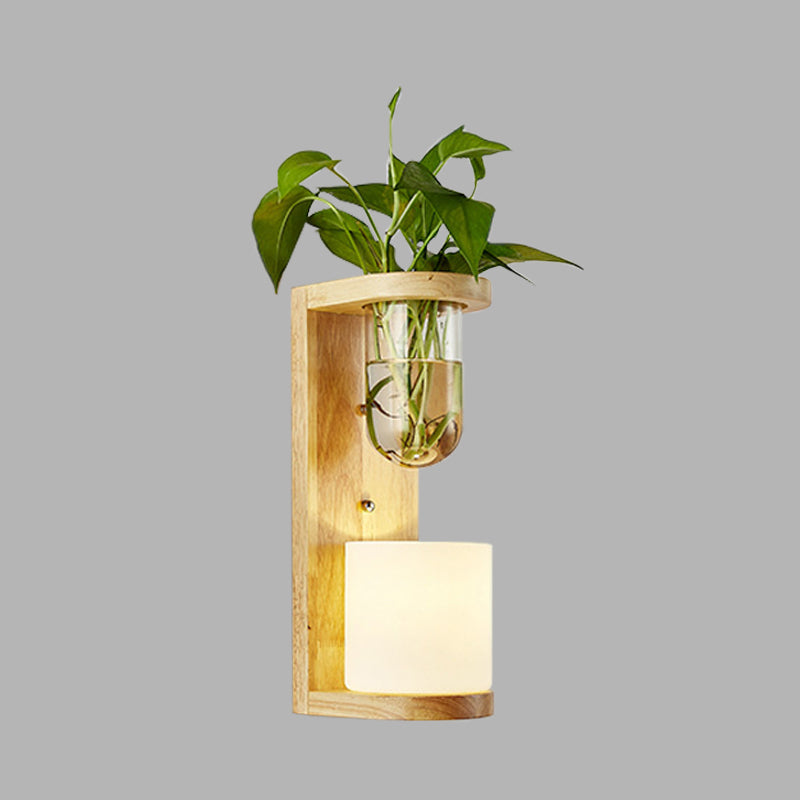 Barrel/Globe Opalglas nach oben/unten leichte 1 Licht Wohnzimmer LED LED -Wandhalterung in Holz