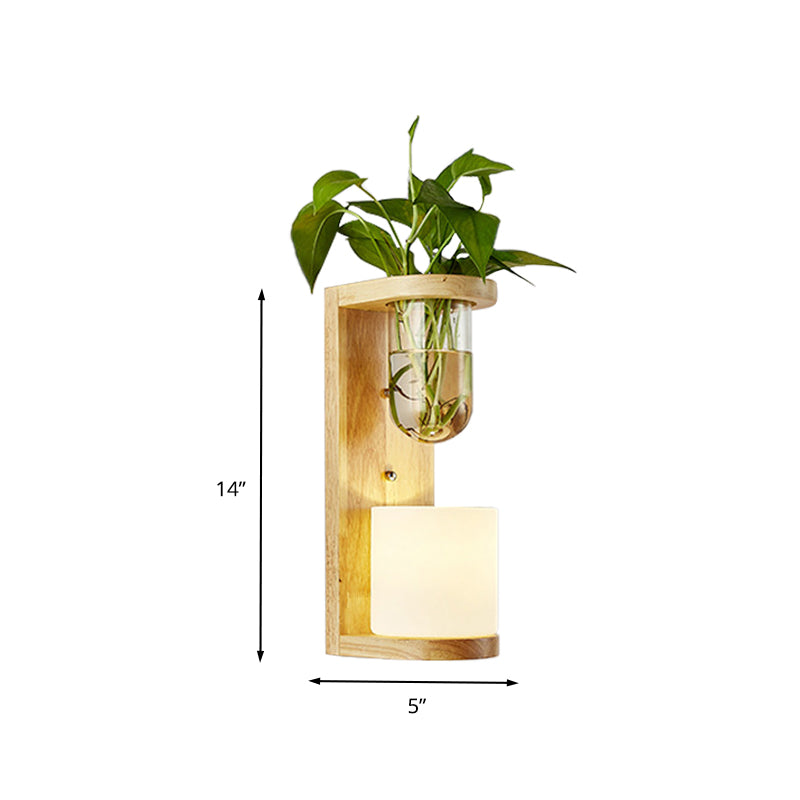 Barrel/Globe Opalglas nach oben/unten leichte 1 Licht Wohnzimmer LED LED -Wandhalterung in Holz