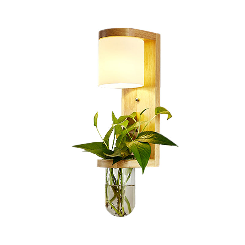 Barrel/Globe Opalglas nach oben/unten leichte 1 Licht Wohnzimmer LED LED -Wandhalterung in Holz