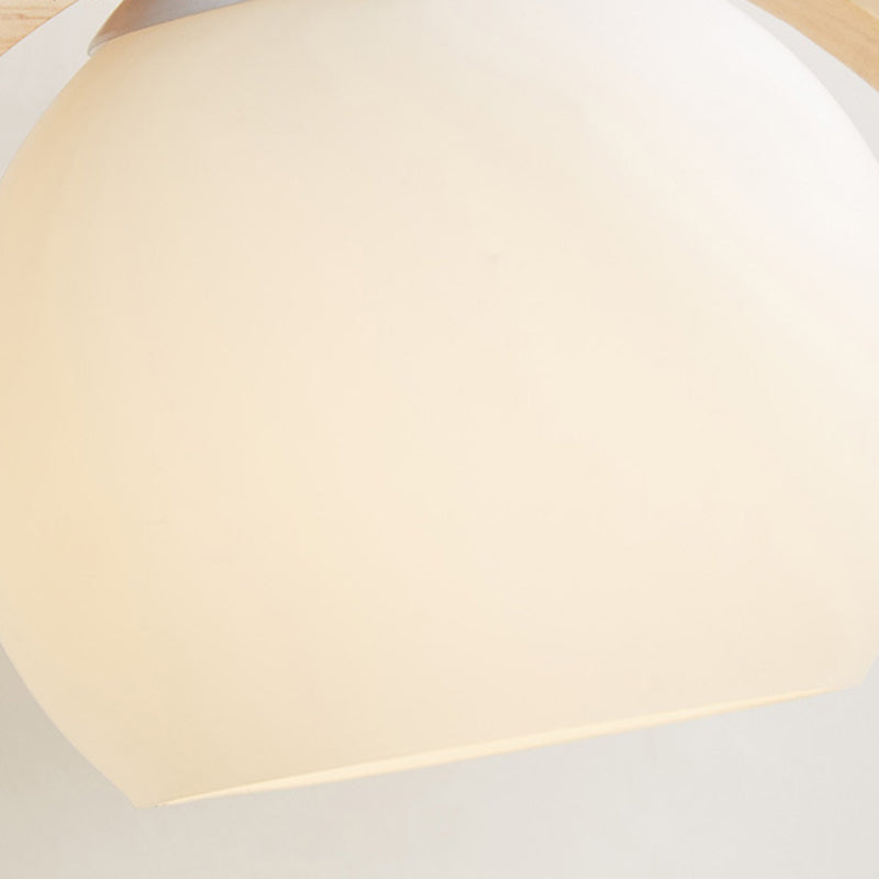 Moderner Stil rund geformte Wandlampe Holz 1 Leichte Wandbeleuchtung mit Glasschatten