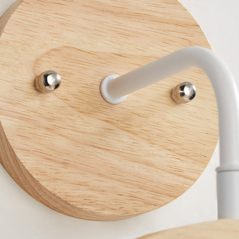 Moderner Stil rund geformte Wandlampe Holz 1 Leichte Wandbeleuchtung mit Glasschatten