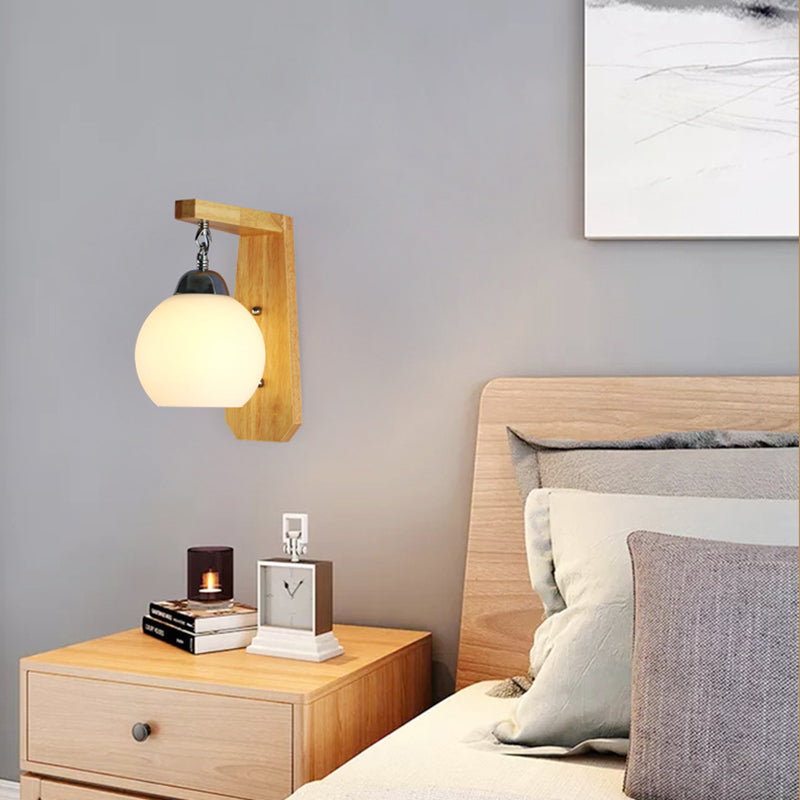 Moderner Stil Geometrisch geformte Wandlampe Holz 1 Lichtwandbeleuchtung Armaturen