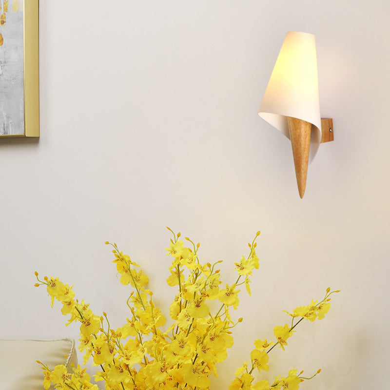 Moderner Stil Geometrisch geformte Wandlampe Holz 1 Lichtwandbeleuchtung Armaturen