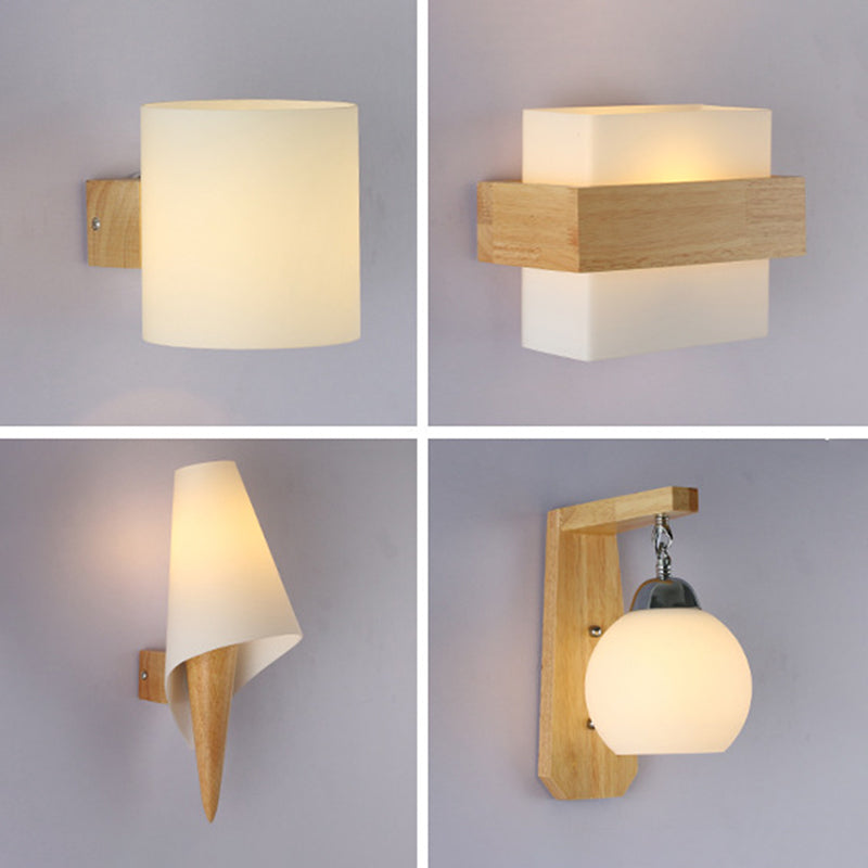 Moderner Stil Geometrisch geformte Wandlampe Holz 1 Lichtwandbeleuchtung Armaturen