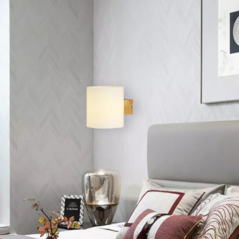 Moderner Stil Geometrisch geformte Wandlampe Holz 1 Lichtwandbeleuchtung Armaturen