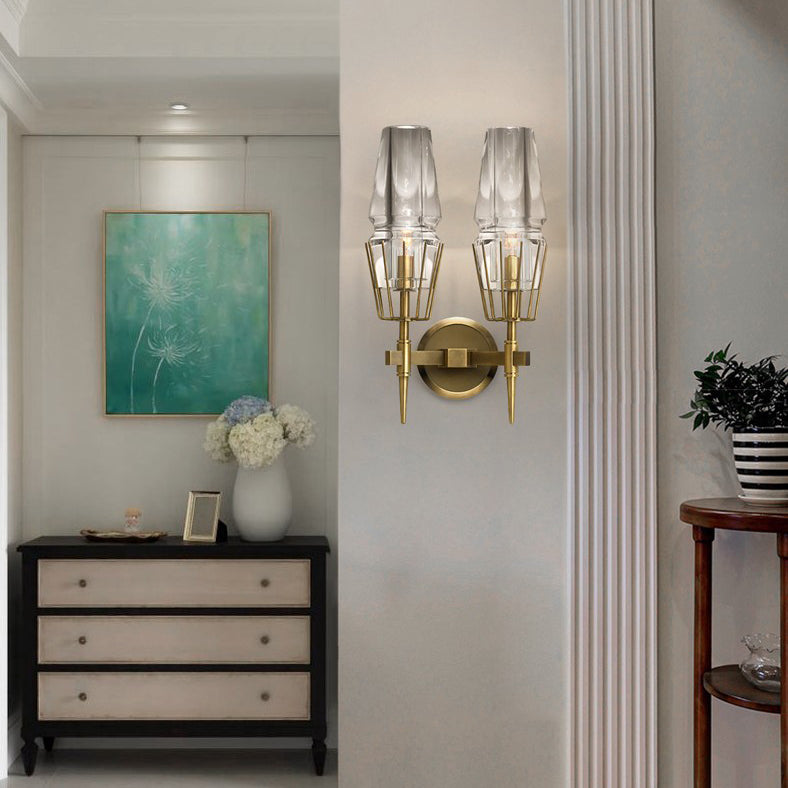 Geometrischer Schattenkristallwandleuchter moderner Wandmontageleuchte in Nickel