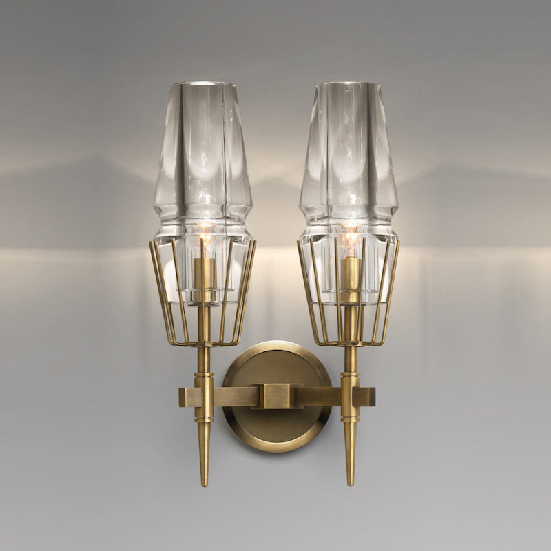 Geometrischer Schattenkristallwandleuchter moderner Wandmontageleuchte in Nickel