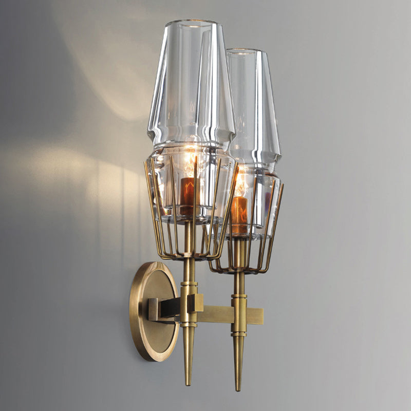 Geometrischer Schattenkristallwandleuchter moderner Wandmontageleuchte in Nickel