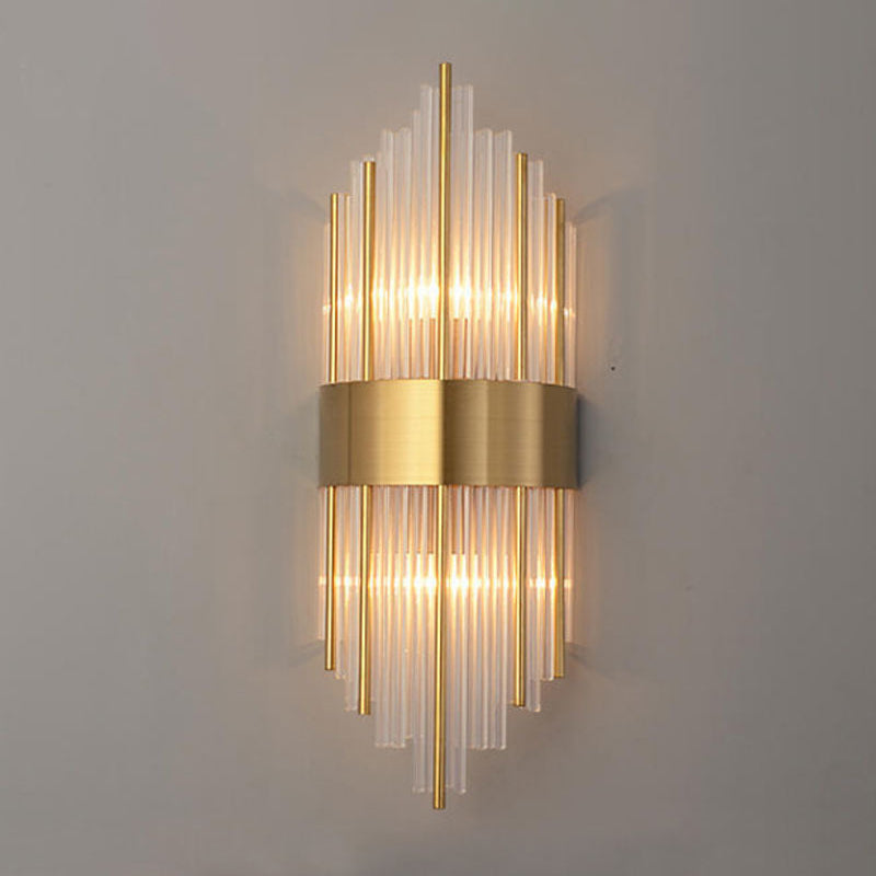 Geometrischer Schatten 2-Lights Wandleuchten Moderner Kristallwandmontageleuchte in Gold