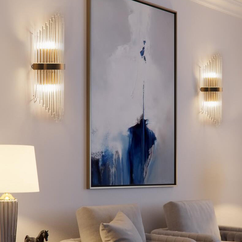 Geometrischer Schatten 2-Lights Wandleuchten Moderner Kristallwandmontageleuchte in Gold